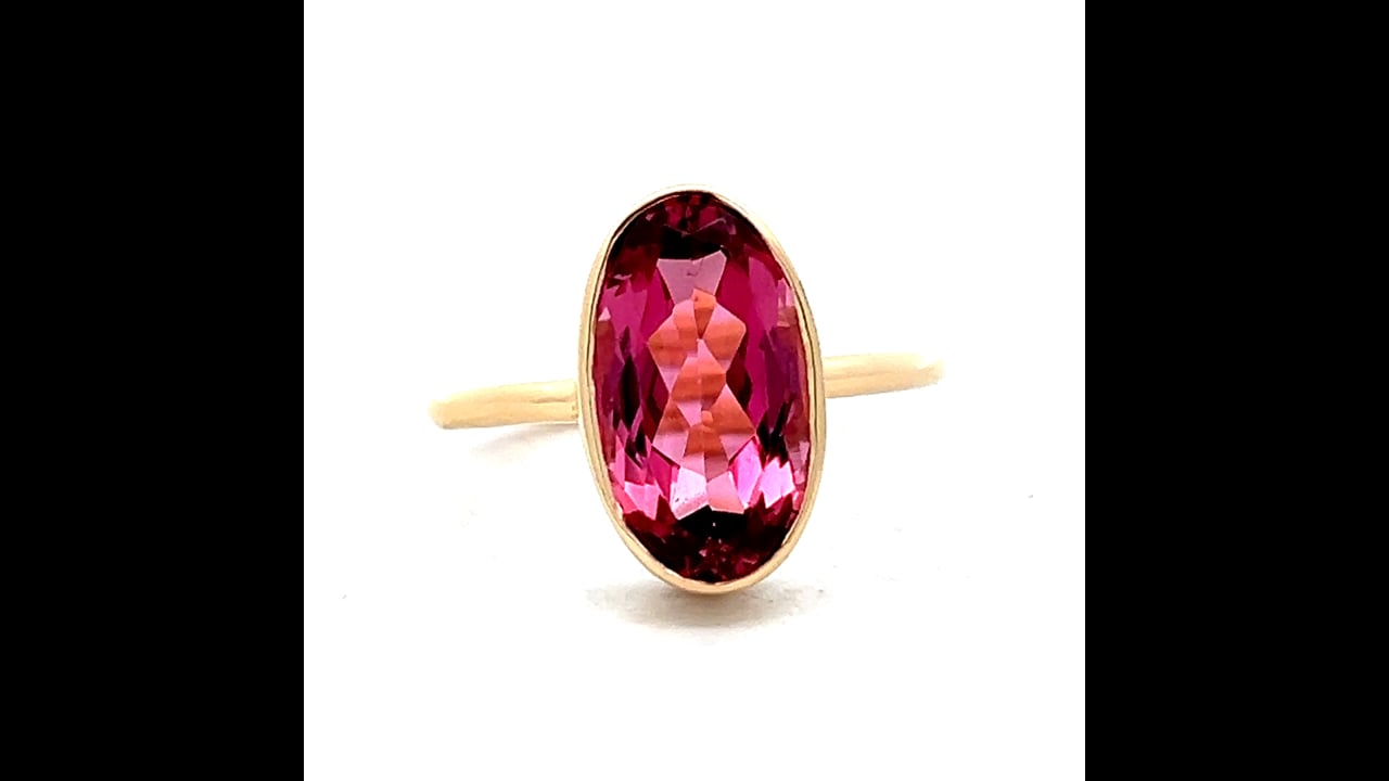 4.06 Elongated Rubellite Tourmaline Cocktail Ring 18k – Filigree