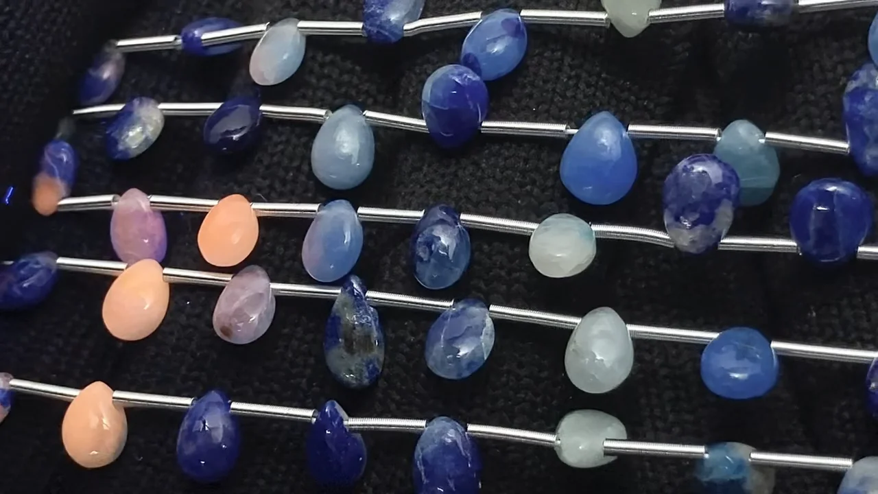 動画】アフガナイト ペアシェイプ(プレーン) 半連/1連(約18cm