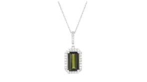 2.00 Carat Green Tourmaline Pendant Necklace with .25 ct. t.w. Diamonds in 14kt White Gold