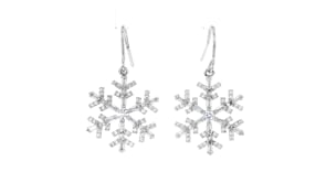 1.70 ct. t.w. CZ Snowflake Drop Earrings in Sterling Silver