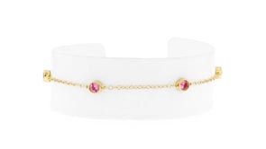 .70 ct. t.w. Bezel-Set Lab-Grown Pink Sapphire Station Bracelet in 18kt Gold Vermeil