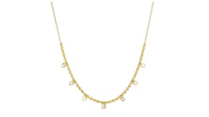 .25 ct. t.w. Lab-Grown Diamond and 18kt Gold Vermeil Bead Station Necklace