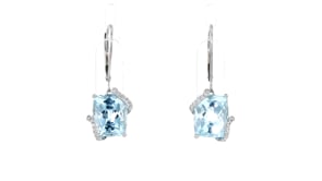 4.50 ct. t.w. Sky Blue Topaz Drop Earrings with .10 ct. t.w. Diamonds in 14kt White Gold
