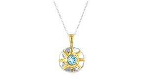 .70 Carat Swiss Blue Topaz Pendant Necklace in Sterling Silver and 18kt Gold Over Sterling