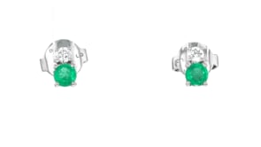 .40 ct. t.w. Emerald and .16 ct. t.w. Lab-Grown Diamond Earrings in Platinum