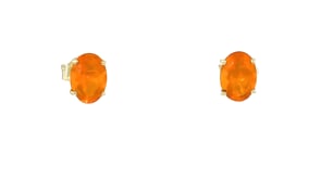Oval Fire Opal Stud Earrings in 14kt Yellow Gold