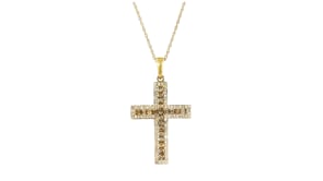 .70 ct. t.w. Brown and White Cross Pendant Necklace in 18kt Gold Over Sterling