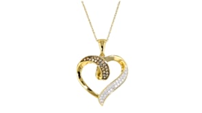 .50 ct. t.w. Brown and White Diamond Heart Pendant Necklace in 18kt Gold Over Sterling