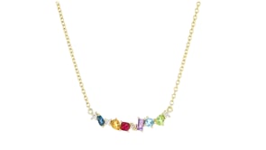 .69 ct. t.w. Multi-Gemstone and .12 ct. t.w. Lab-Grown Diamond Necklace in 18kt Gold Over Sterling