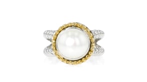 9.5-10mm Cultured Pearl Ring in Sterling Silver and 14kt Yellow Gold