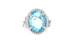 10.00 Carat Sky Blue Topaz Ring with .30 ct. t.w. White Topaz in Sterling Silver