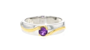.20 Carat Amethyst Ring in Sterling Silver and 18kt Gold Over Sterling