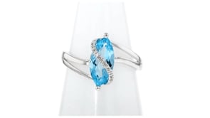 1.80 Carat Swiss Blue Topaz Ring with Diamonds in Sterling Silver