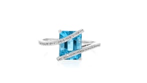 2.50 Carat Swiss Blue Topaz Ring with .11 ct. t.w. Diamonds in Sterling Silver
