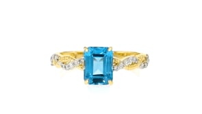 1.90 Carat Swiss Blue Topaz Ring with .14 ct. t.w. Diamonds in 14kt Yellow Gold