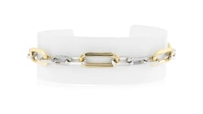 Sterling Silver and 18kt Gold Over Sterling Paper Clip Link Bracelet