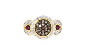 .60 ct. t.w. Brown, White and Red Diamond Ring in 18kt Gold Over Sterling