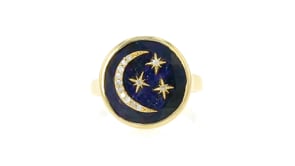 13.00 Carat Sapphire Celestial Ring with Diamonds in 18kt Gold Over Sterling