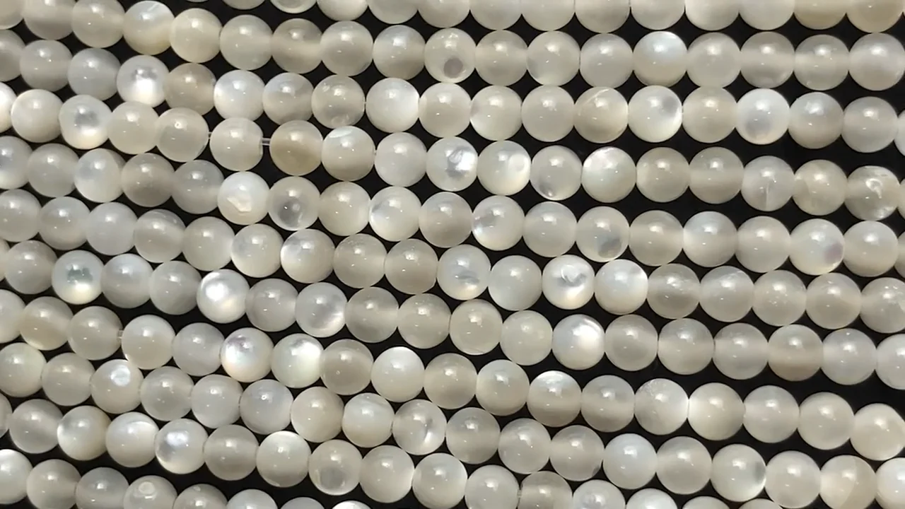 高品質ホワイトシェル（白蝶貝） ラウンド3mm 1連｜天然石ビーズの卸