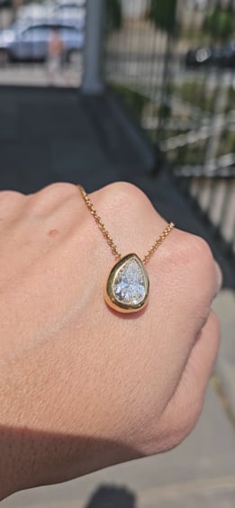 Bezel Set Pear Shape Pendant Necklace (3 TCW)