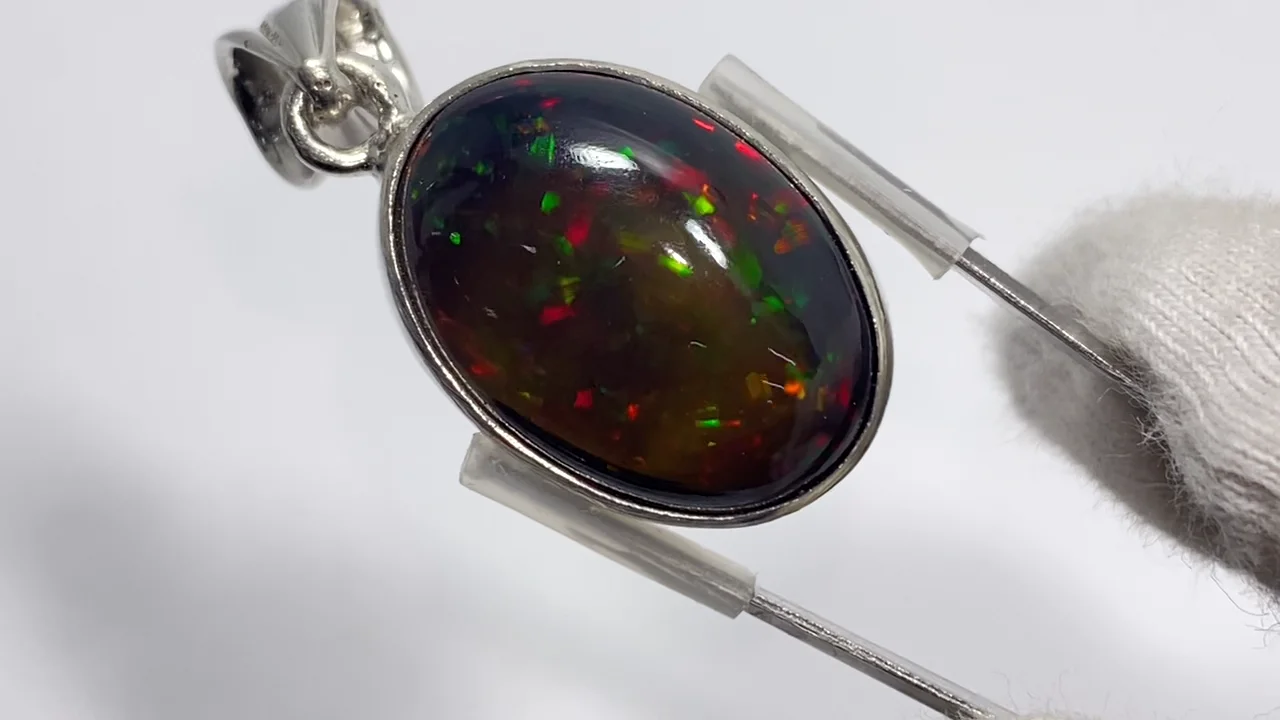 オパール ペンダントトップ シルバー 925 silver925 天然石 動画】【1点もの】ブラックオパールAAA ペンダントトップ