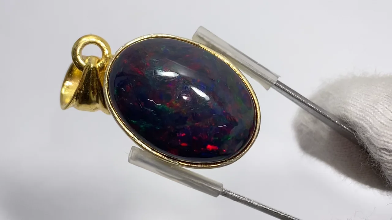 極美品、天然ブラックオパールペンダントトップ 天然石ブラックオパール メキシコ産 ペンダントトップ