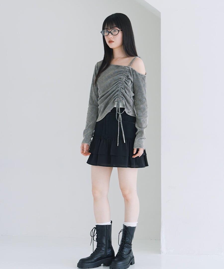 トゥービーバイアニエスベー (34) フレアミニスカート シフォン 異素材 切替 トゥービーバイアニエスベー (34) フレアミニスカート シフォン