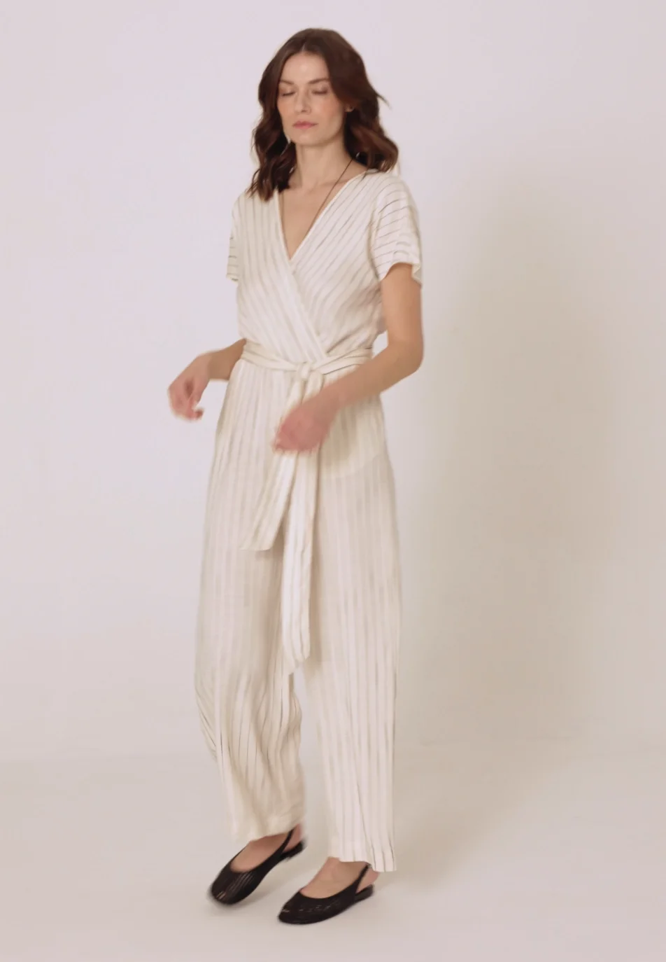 STRIPED ENVELOPE JUMPSUIT - KOREKI color ECRU