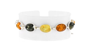 Multicolored Amber Bracelet in Sterling Silver