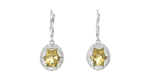 4.60 ct. t.w. Lemon Quartz and .16 ct. t.w. Diamond Scalloped Drop Earrings in Sterling Silver
