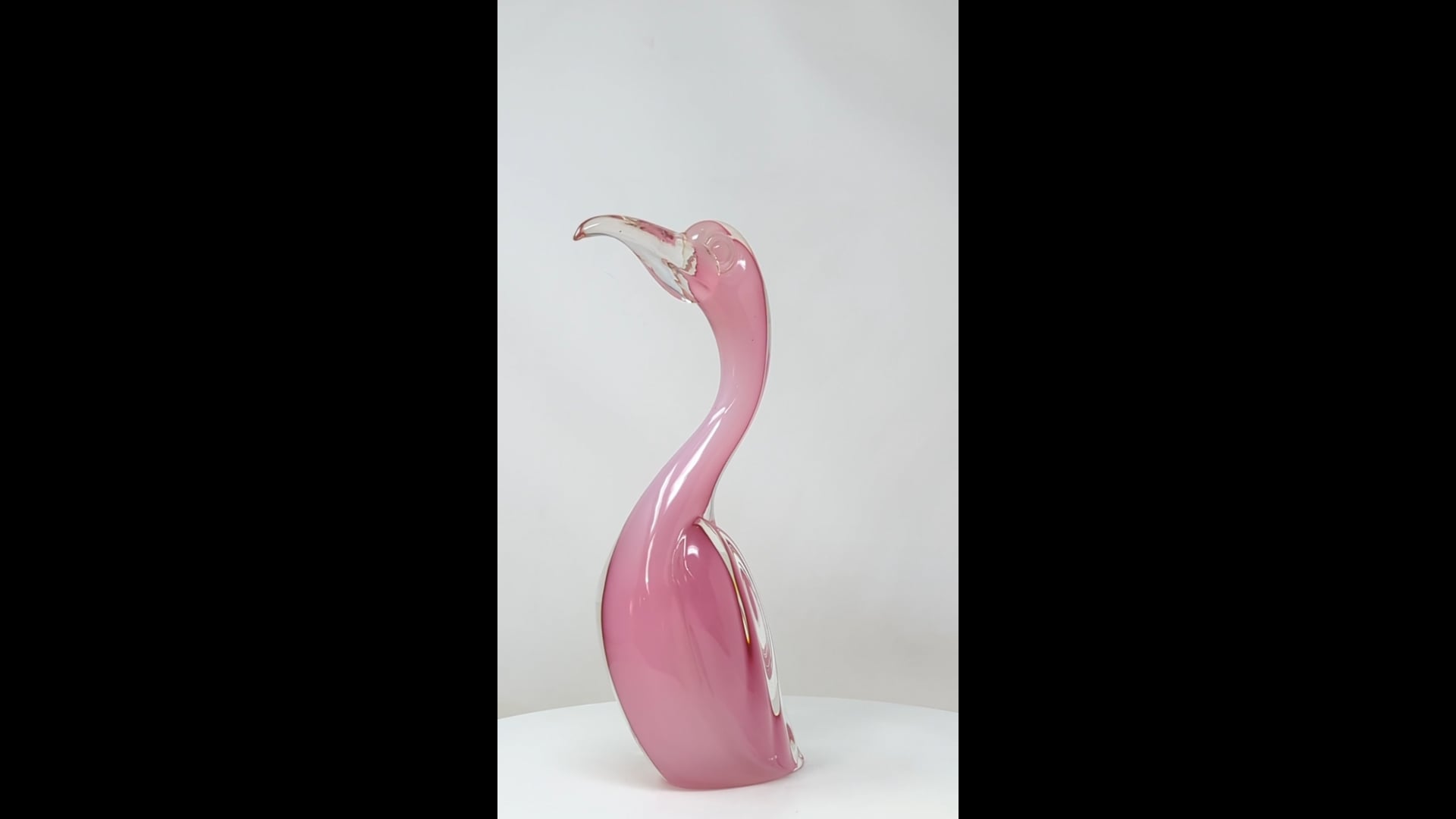 Big Bird Formia Sculpture Pink Murano glass with clear details