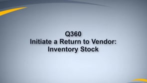Initiate Return to Vendor for Inventory Stock, no Vendor replacement