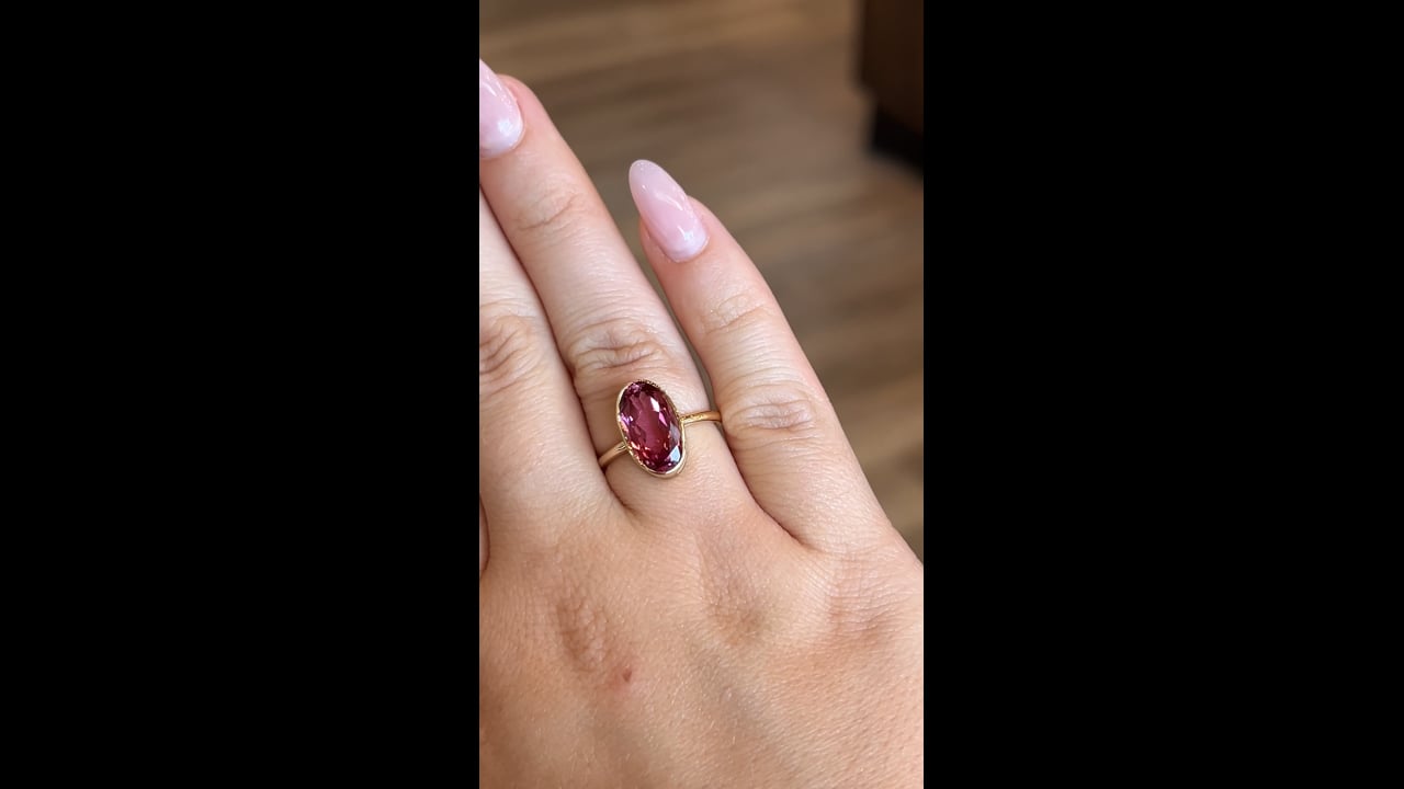 4.06 Elongated Rubellite Tourmaline Cocktail Ring 18k – Filigree