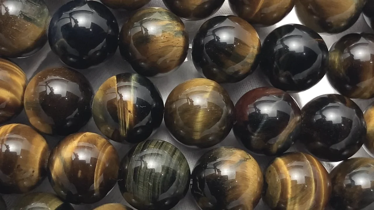 ミックスタイガーアイ ラウンド12mm 半連/1連｜天然石ビーズの卸問屋