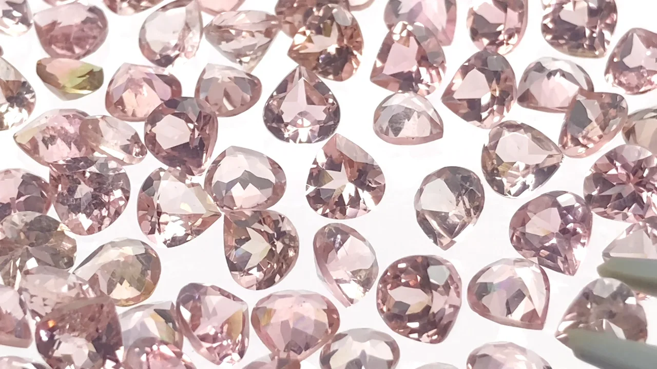 ピンクトルマリン 穴なしマロンファセットカット5×5mm 4粒1,980円