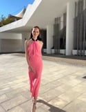Vídeo: Vestido midi rosa y negro elegante para invitada de boda