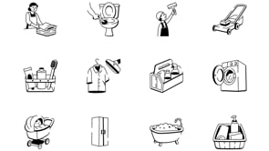 Animated Chores Doodle Icon Set, an Outline Icon by Vectors Market (Thumbnail 5 of 5)