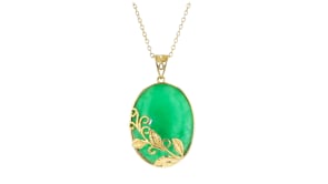 Jade Vine Pendant Necklace in 18kt Gold Over Sterling