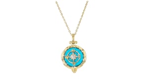 Turquoise Compass Pendant Necklace in 18kt Gold Over Sterling
