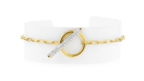 .25 ct. t.w. Diamond Paper Clip Link Toggle Bracelet in 18kt Gold Over Sterling