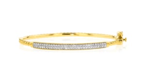 .50 ct. t.w. Diamond and 18kt Gold Over Sterling Beaded Bangle Bracelet