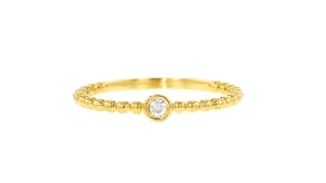 Bezel-Set Diamond Beaded Ring in 18kt Gold Over Sterling