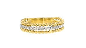 .25 ct. t.w. Diamond Beaded Three-Row Ring in 18kt Gold Over Sterling