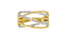 .25 ct. t.w. Diamond Beaded Highway Ring in 18kt Gold Over Sterling