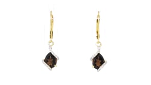 2.20 ct. t.w. Smoky Quartz Drop Earrings with .16 ct. t.w. Diamonds in 18kt Gold Over Sterling