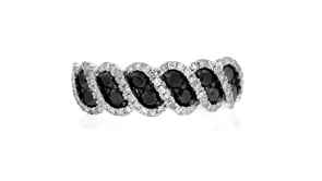 .90 ct. t.w. Black and White Diamond Twisted Ring in Sterling Silver