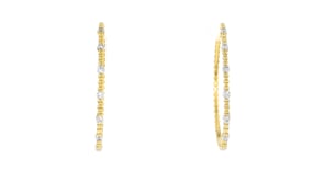 .25 ct. t.w. Diamond Station Beaded Hoop Earrings in 18kt Gold Over Sterling