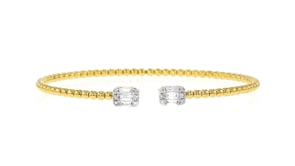 .50 ct. t.w. Diamond and 18kt Gold Over Sterling Bead Cuff Bracelet