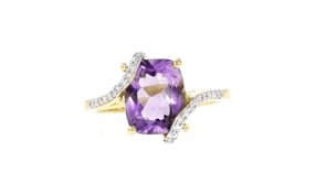 2.70 Carat Amethyst Ring with .16 ct. t.w. Diamonds in 18kt Gold Over Sterling