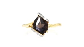 2.20 Carat Smoky Quartz Ring with Diamonds in 18kt Gold Over Sterling